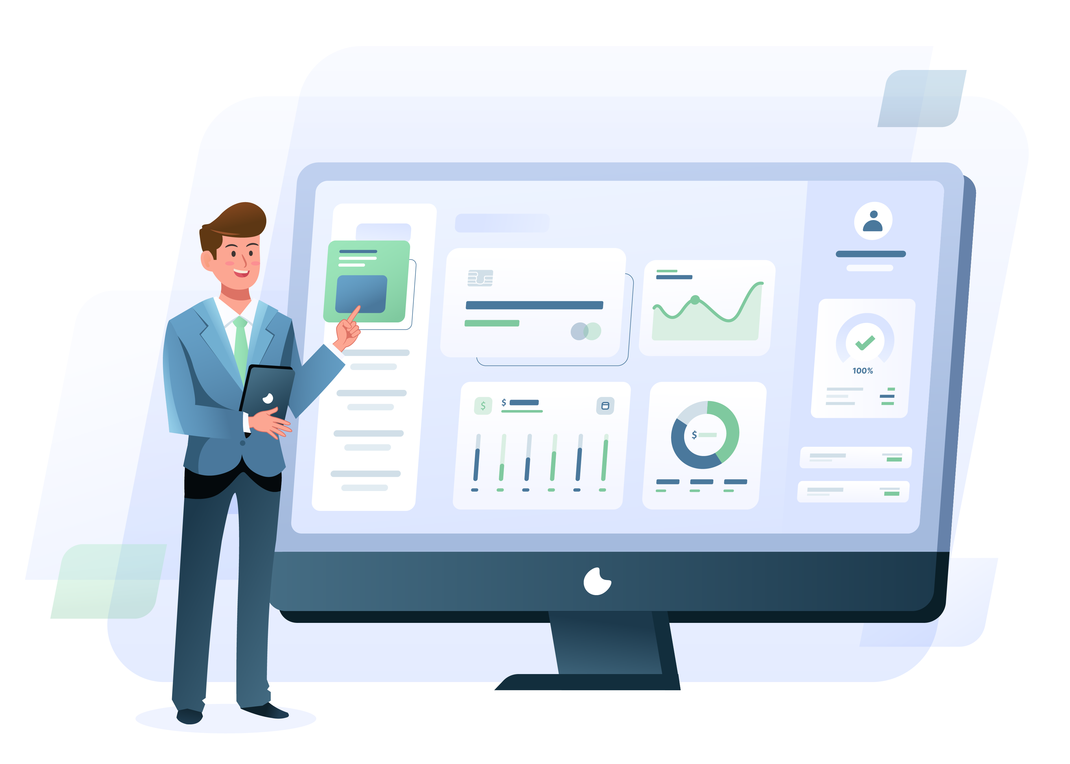Dashboard illustration showing performance metrics
